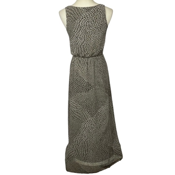 Banana Republic Dress‎ Womens 0 Brown Cream Circle Print Maxi V-Neck Sleeveless - Picture 4 of 11